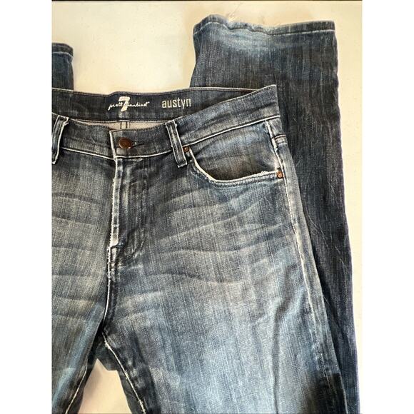 7 For All Mankind Jeans size 33 Blue Austyn Regular Fit Straight Leg Stretch - Picture 10 of 12